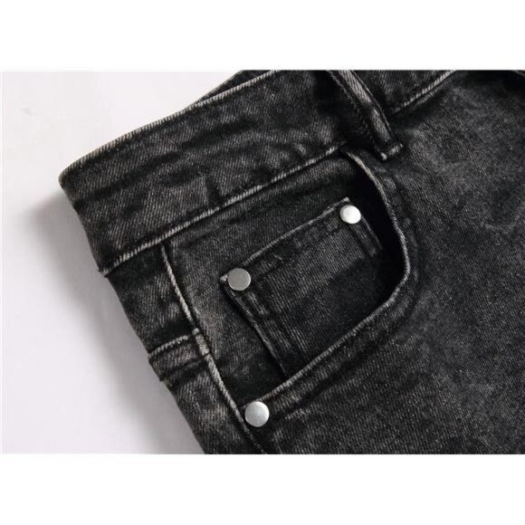 Men's Casual Printed Slim Fit Jeans Skinny Denim Pants - Picture 5 of 7